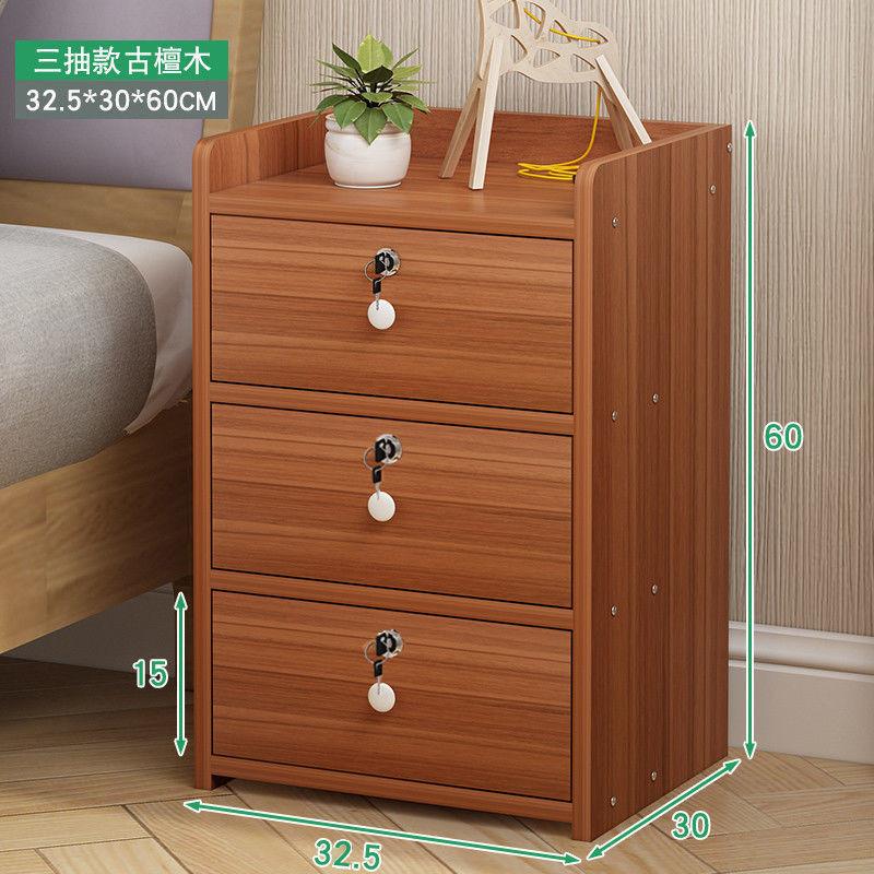 【739 Repurchases】Lockable Simple Bedside Table Bedroom Nightstand ...