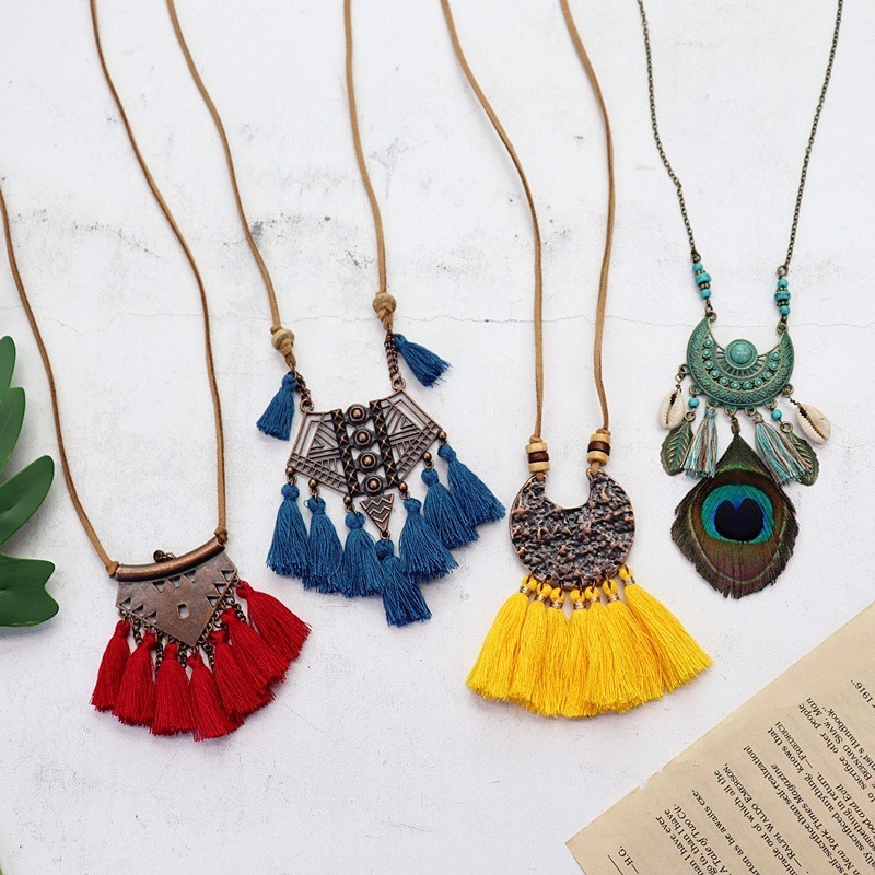 Bohemian tassel necklace shop
