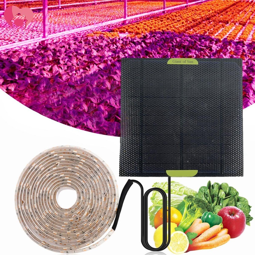 Solar LED Plant Grow Light Strips 16.4ft Full Spectrum Plant Grow Lamp ...