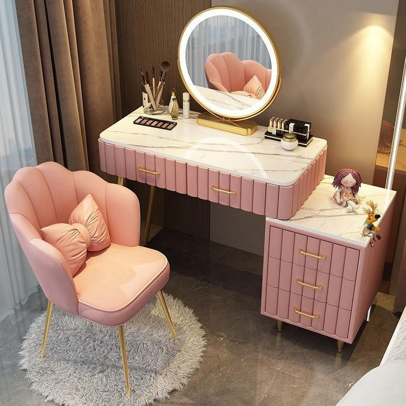 Dressing table, makeup mirror table, pink color dressing table set with ...