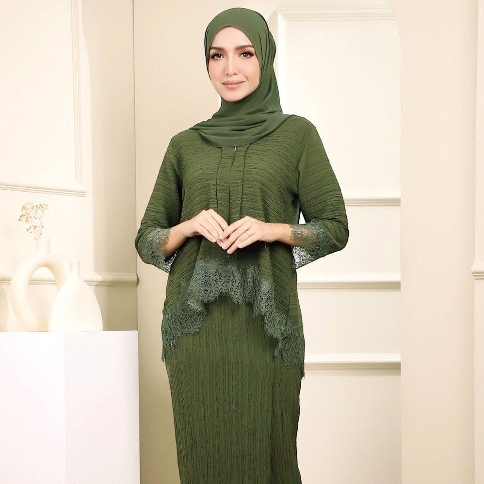 XS-XXL [15 COLORS] Baju Kurung Moden Kebaya lace ironless Baju Raya ...