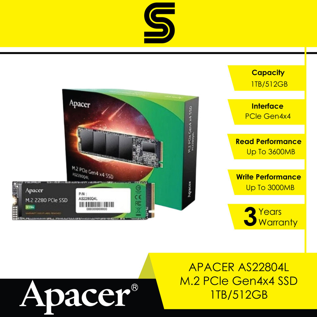 APACER AS2280Q4L M.2 PCle Gen4x4 SSD - 1TB/512GB | Shopee Malaysia