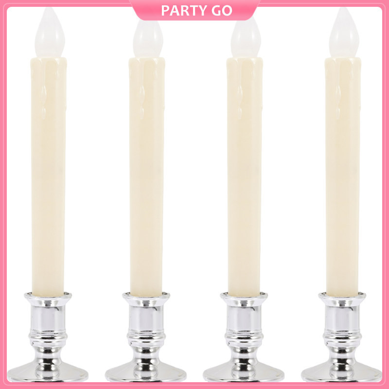 4 Pcs Taper Candles Decor Electric Christmas LED Candlesticks