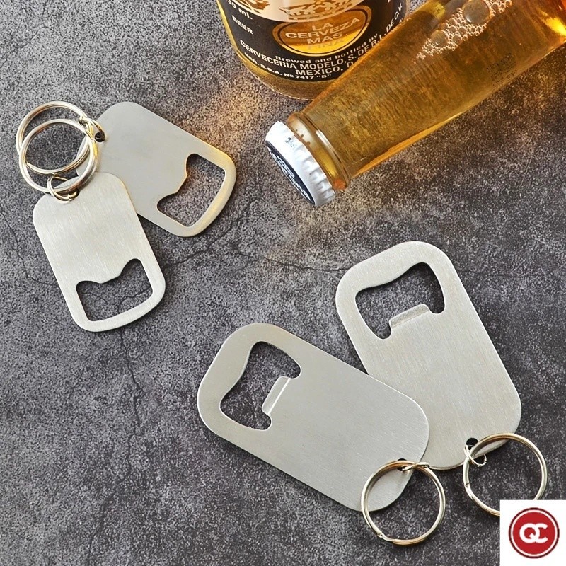 QC Simple Creative Stainless Steel Bottle Opener Keychain Durable Drink ...