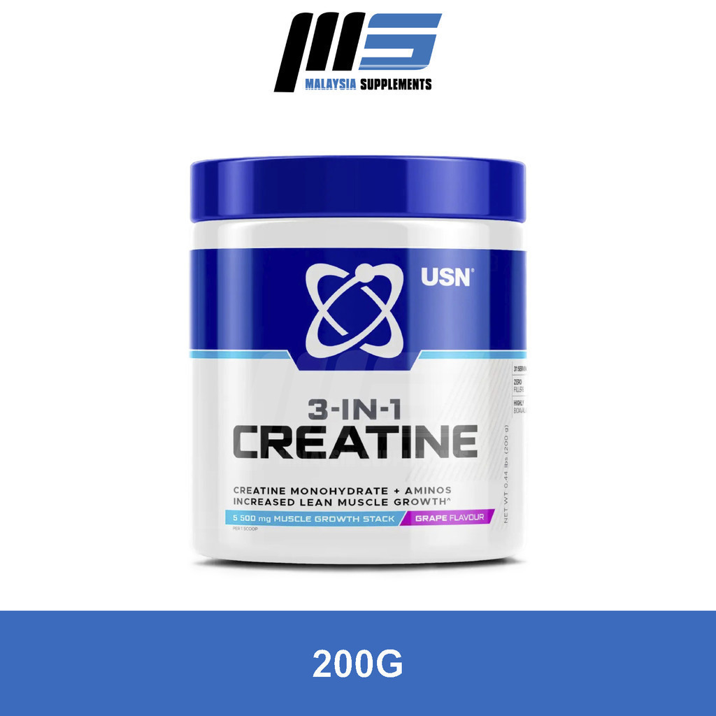 USN 3IN1 Creatine (200g) Micronized Creatine Monohydrate, Amino