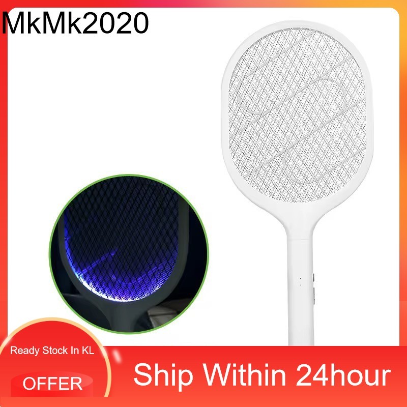 Insect Racket Mosquito Foldable Swatter USB Rechargeable Dual Modes ...