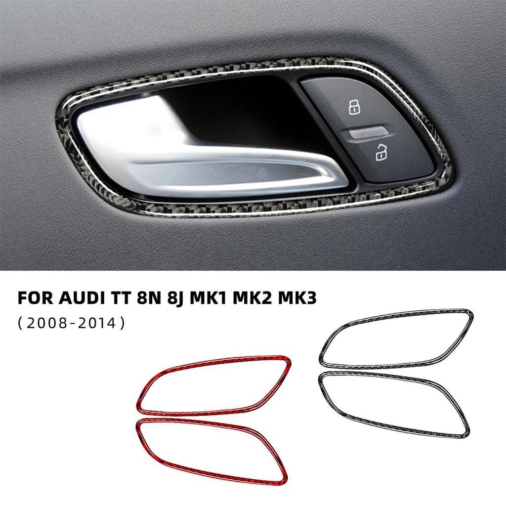 Carbon Fiber Car Door Handle Panel Frame Cover Trim Interior Sticker ...