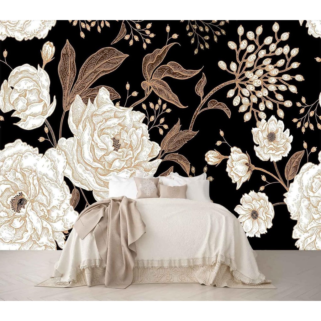 Vintage Peony Rose Floral Wallpaper Flowers Mural for Living Room ...