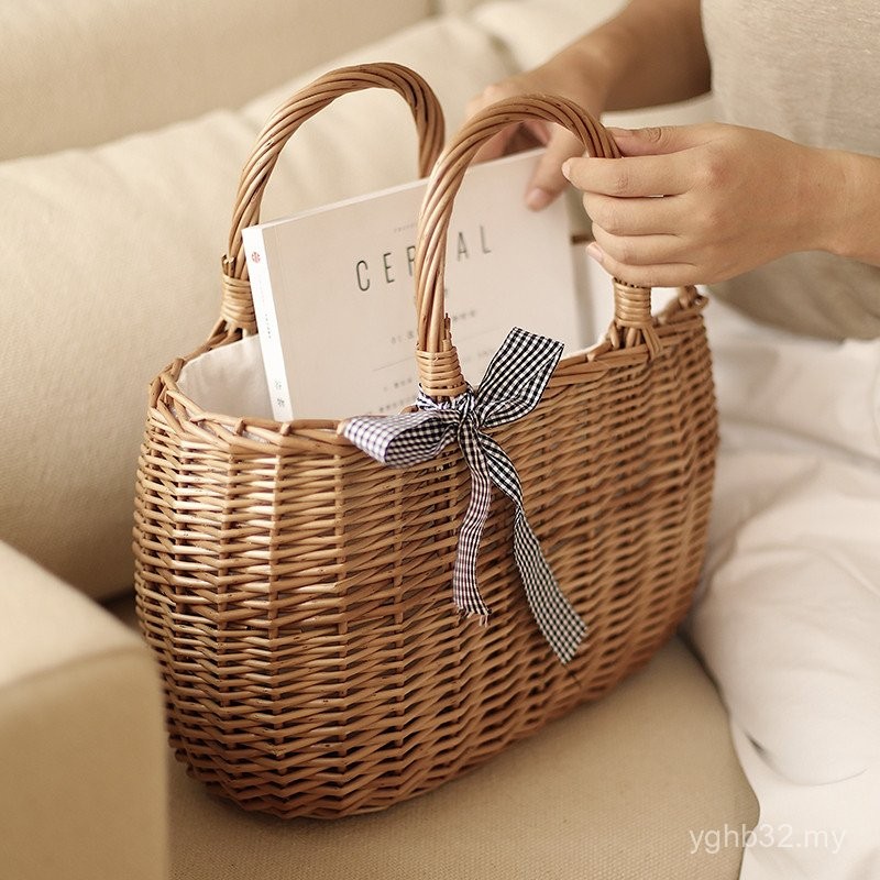 Shopping Basket Rattan Picnic Basket Wicker Basket Bamboo Basket Fruit ...