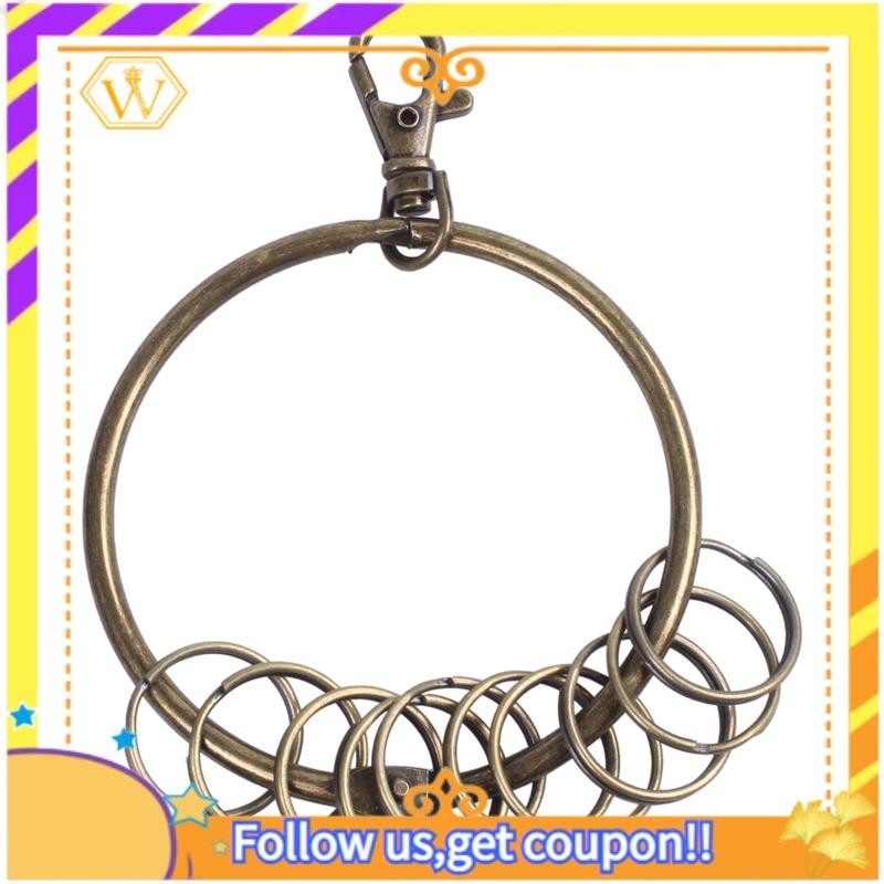 【W】Bronze Tone Carabiner Prisoner Keyring 10 Loops Key Chain Ring 7.6cm ...