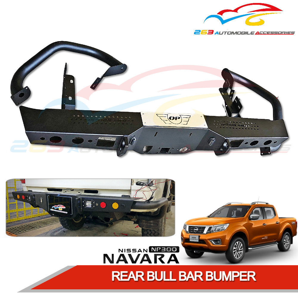 NISSAN NAVARA NP300 2016-2020 4X4 'OPTION' REAR BULL BAR BUMPER WITH ...