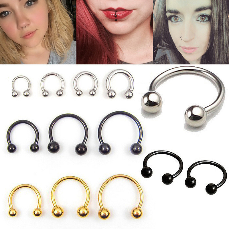 1 Pc Simple Stainless Steel Classic Basic Round Ball Nose Ring Body ...