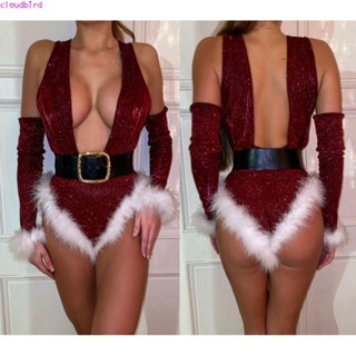 Festive Santa Lingerie Set - Bodycon Teddy with Belt and Hat for
