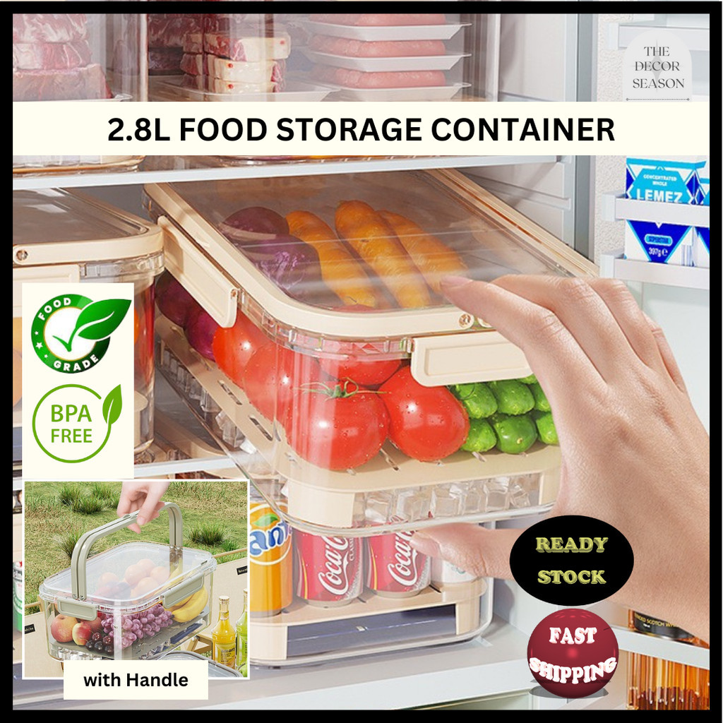 2.8L Food Grade Transparent Sealed Crisper Box Meat Camping Food ...