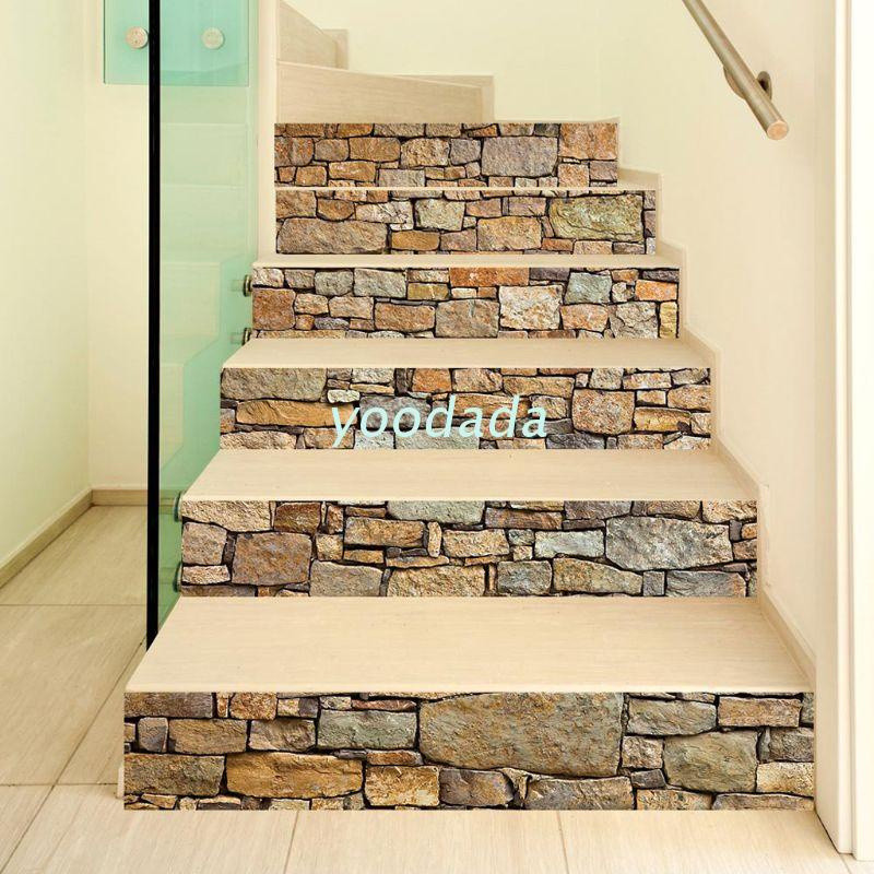 yoo 6pcs/set 3D Stone Staircase Stair Riser Floor Sticker Self Adhesive ...