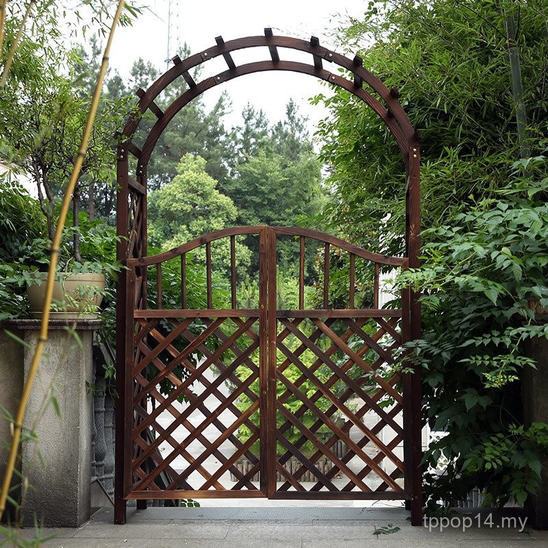 Arch Flower Rack Rattan Climbing Rack Preservative Carbonized Wood Arch ...