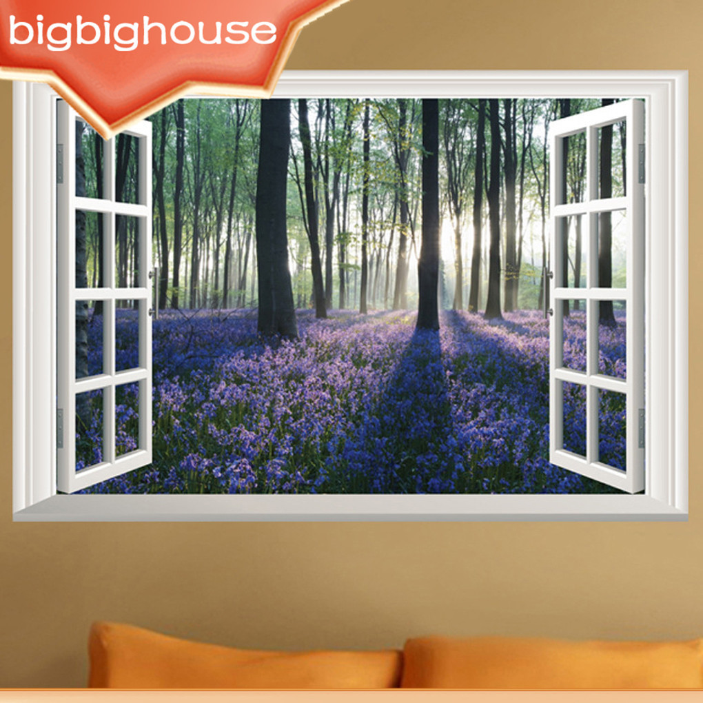3D Window Wall Stickers Interesting Scene Poster Scenery Decal Prop
