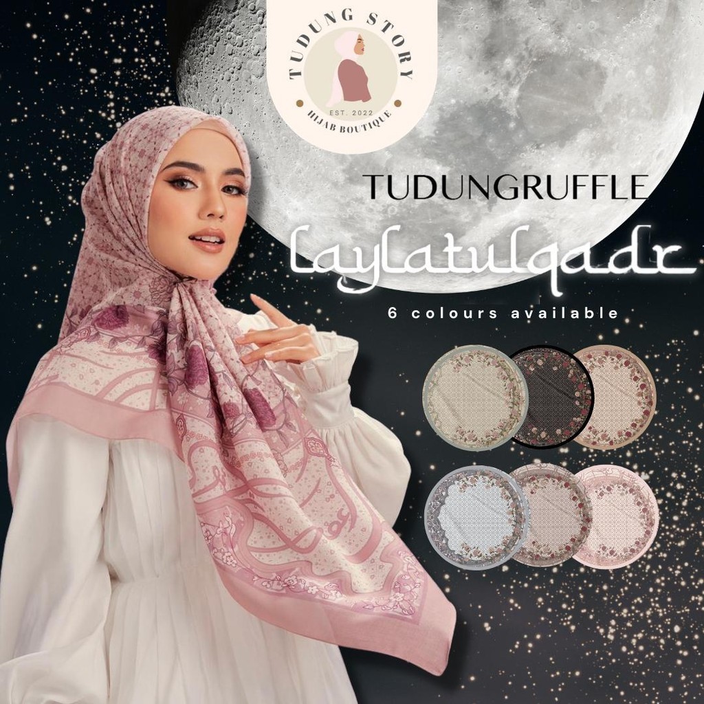 Tudung Ruffle LAYLATUL QADR Printed Collection Premium Cotton Voile ...