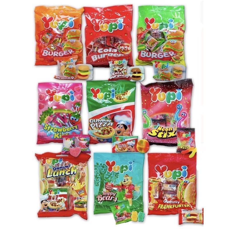 Yupi Gummy Burger Assorted 90g/96g Burger Sour burger Frankfurter Pizza ...