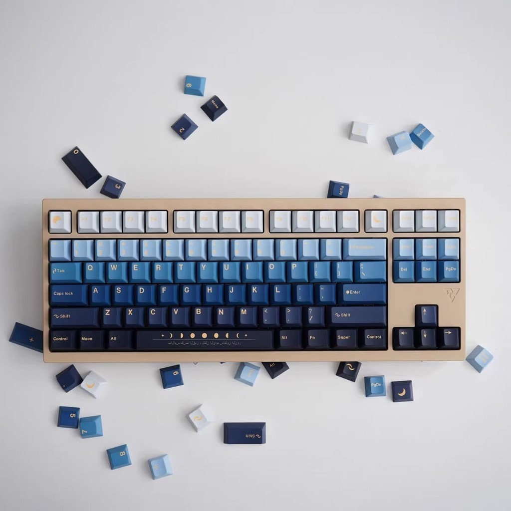 129 Keys Moonrise Gradient Blue keycaps Cherry Profile PBT keycap set ...