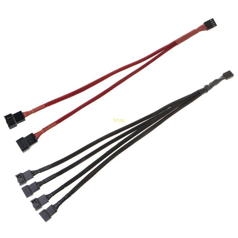 BT PWM 4 Pin Fan Sleeved Extension Splitter Hub Cables Motherboard CPU ...