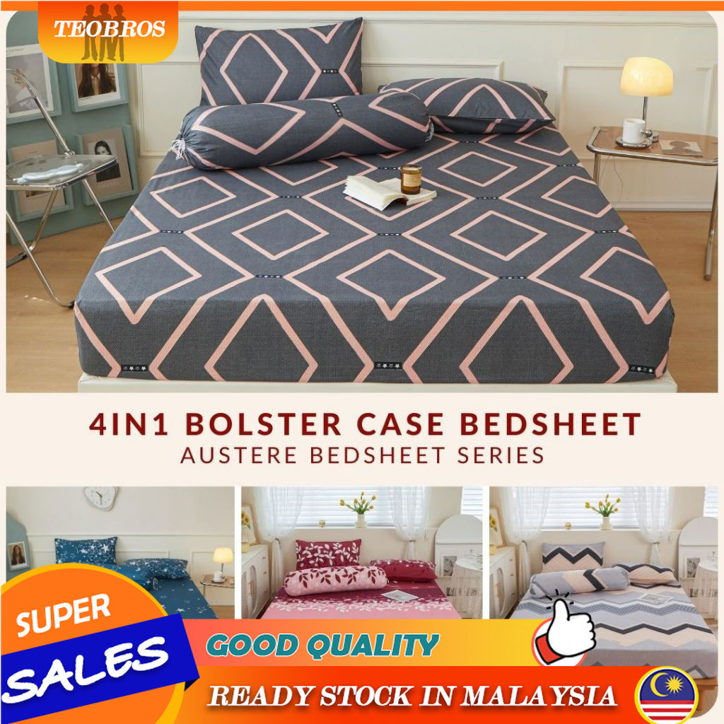 TEOBROS_ Premium 4in1 King Queen/2in1 Single Size Bedding Bedsheet 650 ...