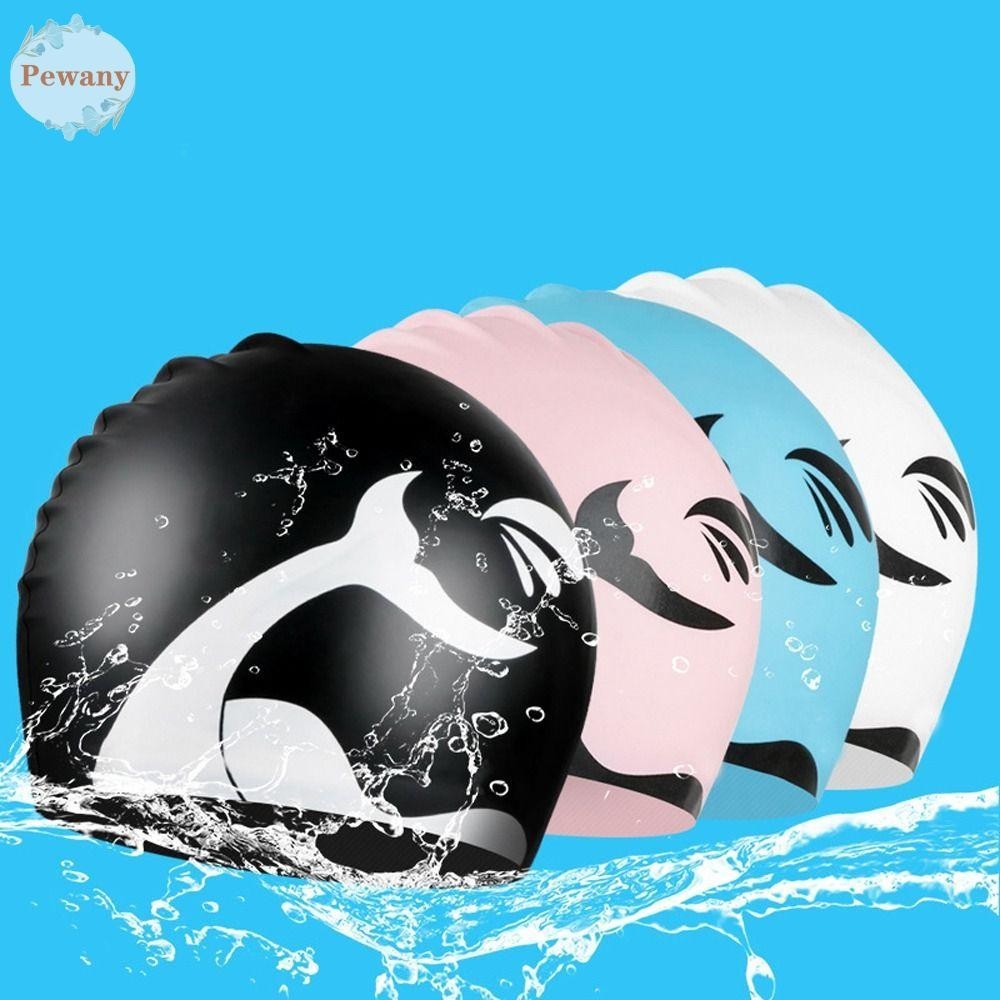 PEWANY Fishtail Swim Cap, Silicone Elastic Swimming Cap, Comfortable ...