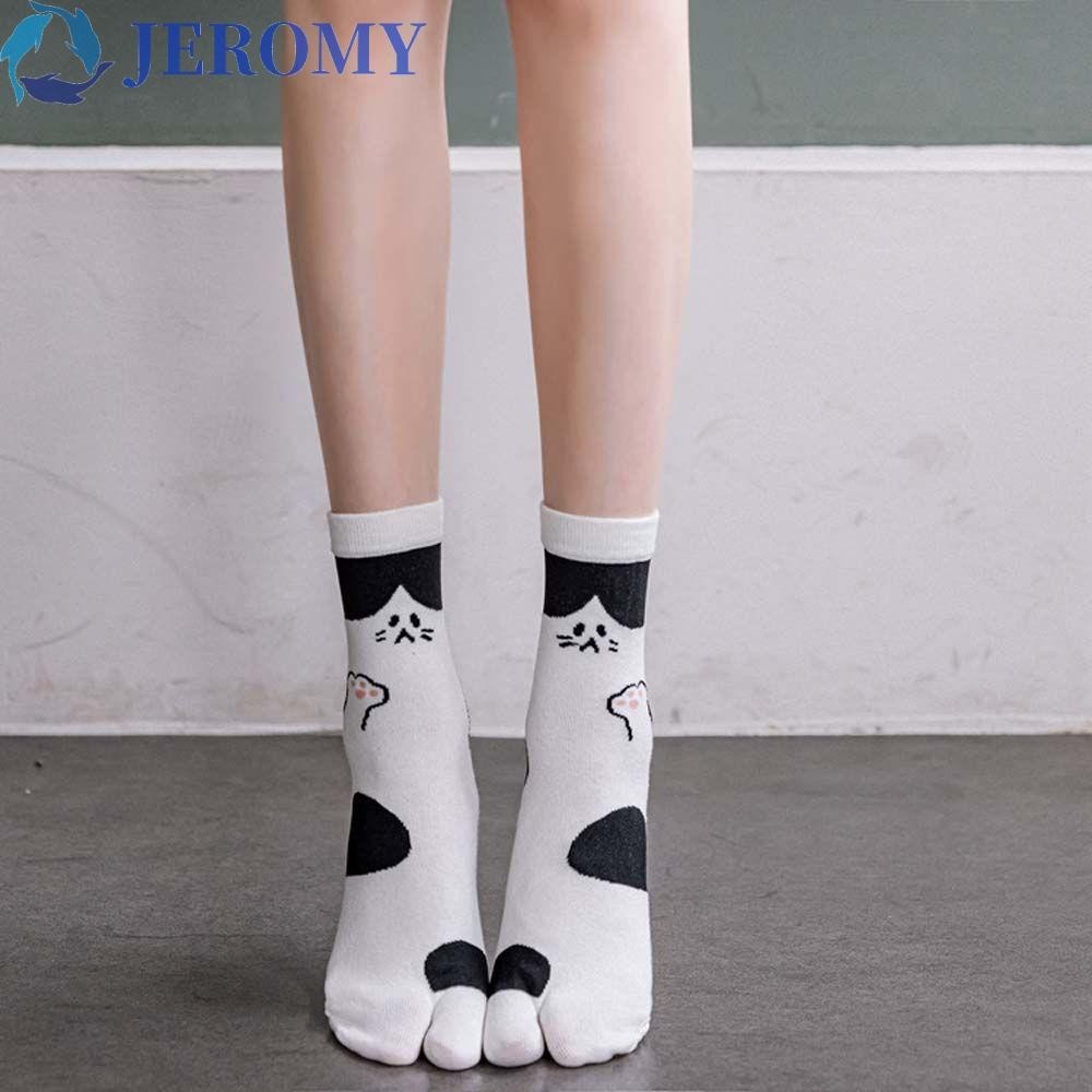 Jeromy Tabi Sock Cute Funny Animal Stripe Cotton Cartoon Cat Split Toe 