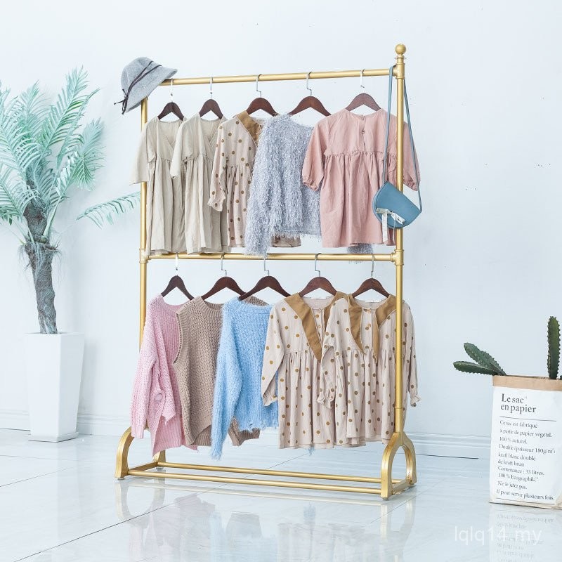 Live Room Double-Pole Adjustable Clothing Rack Lifting Hanger Floor ...