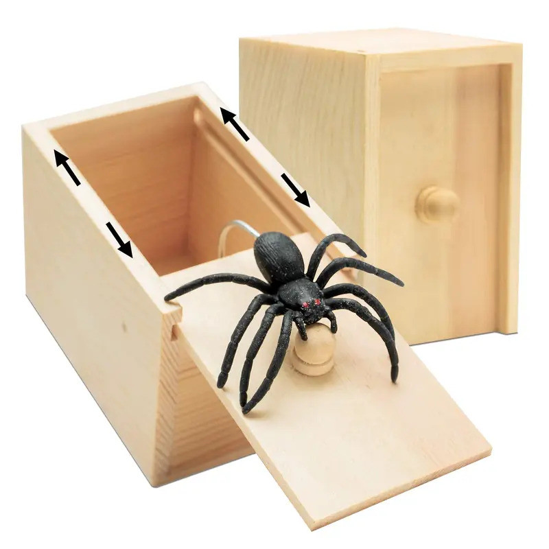 Trick Spider Funny Scare Box Wooden Hidden Box Quality Prank Wooden ...