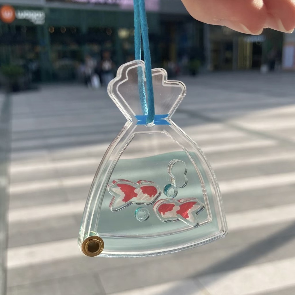 Goldfish Water Bag Acrylic Rocker Shaker Keychain Schoolbag Pendant ...