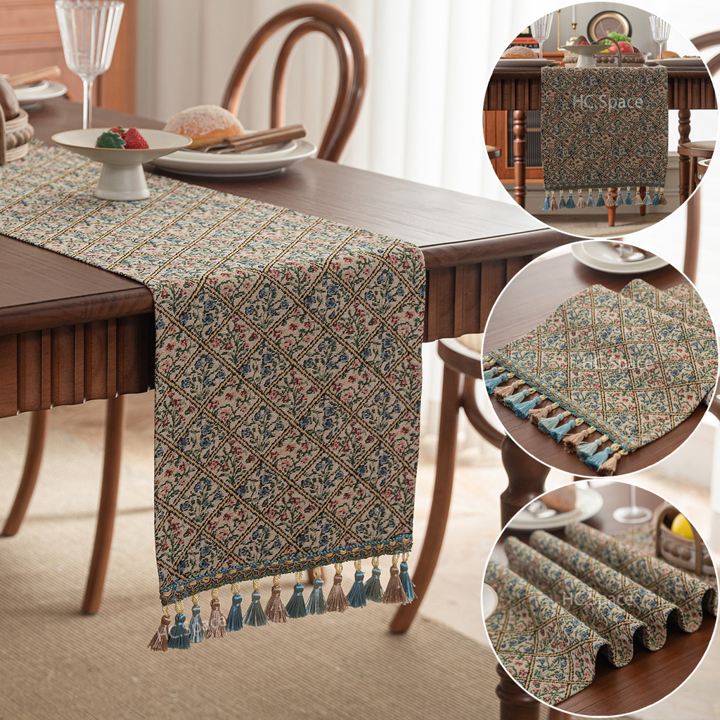 Table Cloth European Retro Embroidered Central Tablecloth Thick Cotton ...