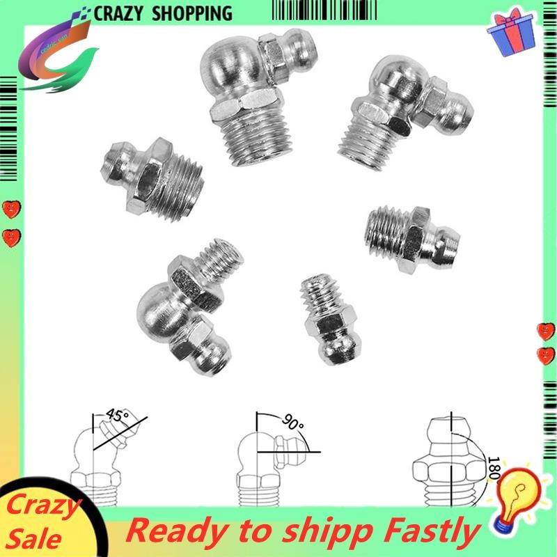 Uxcell 15pcs 304 Stainless Steel Straight Angled Grease Fitting M8 Straight 90 Degree 45 Degree Hydraulic Grease Nipple