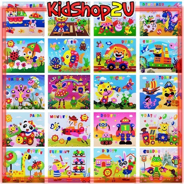 DIY 3D EVA DIY Craft Kits Foam Sticker Puzzle Party Stationery Set Gift ...