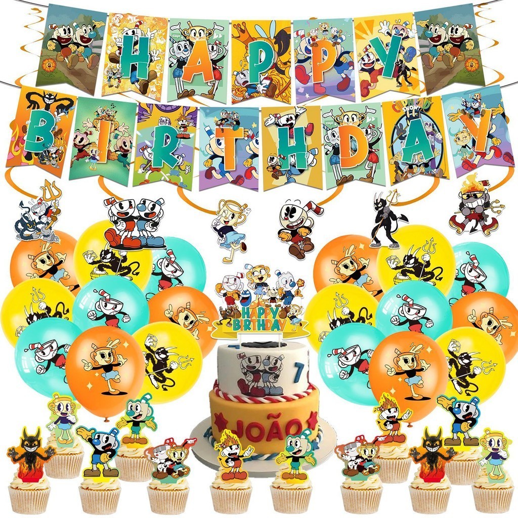 Cuphead Game Theme Birthday Party Supplies Balloons Decor Happy ...