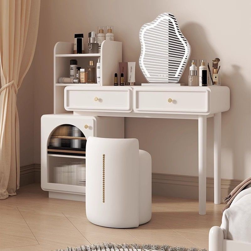 Solid Wood Paint Cream Style Dressing Table Small Apartment Bedroom ...