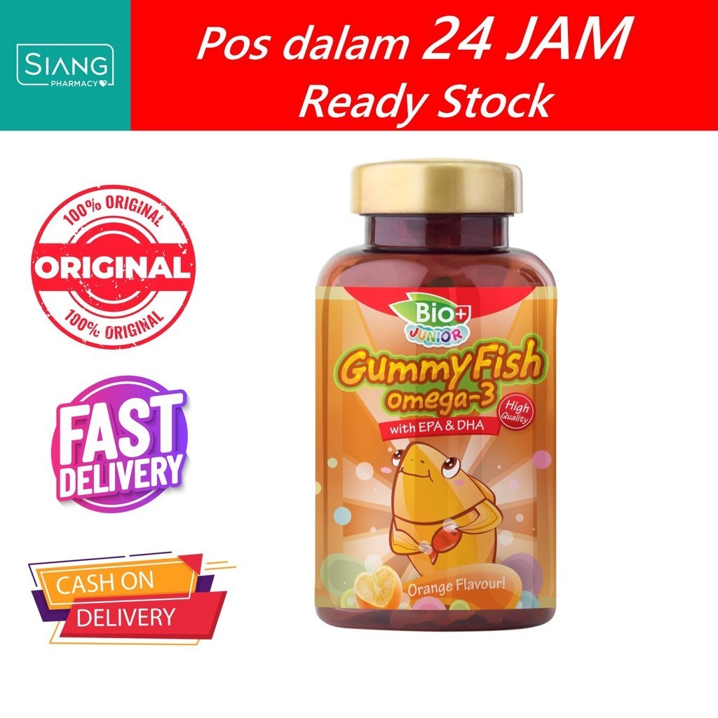 (Expiry : 06/2024) Bioplus Junior Gummy Fish Omega 3 Orange Flavour 80s ...