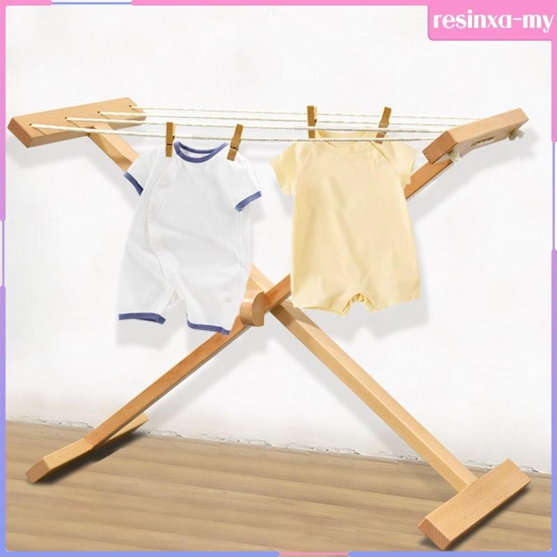 [ResinxaMY] Children Laundry Drying Rack Towel Rack for Kids Wood ...