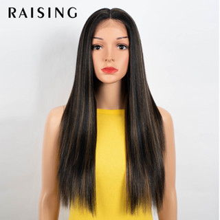 RAISING Synthetic Lace Front Wig For Black Women Long Straight