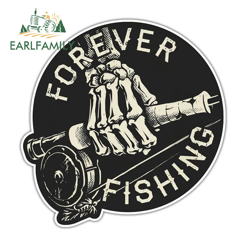EARLFAMILY 13cm x 12.8cm Forever Fishing Car Stickers Tackle Box ...