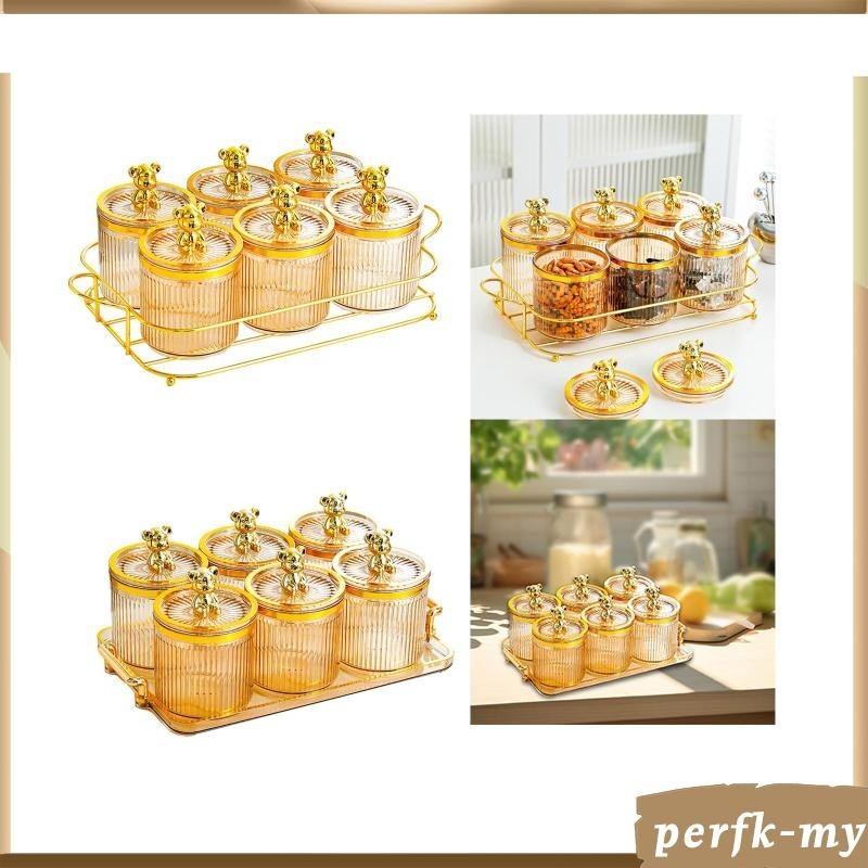 [PerfkMY] Gold Divided Dried Fruit Dish 6 Compartment Platters Serving