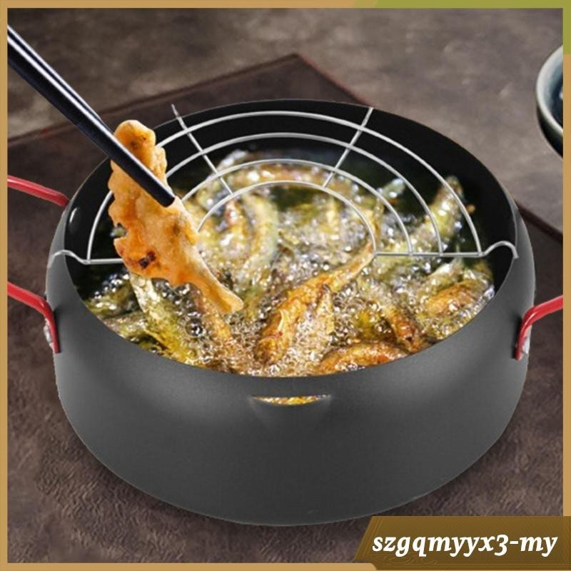 [ Japanese Deep Frying Pot, Tempura Fryer Nonstick Kitchen Frying ...