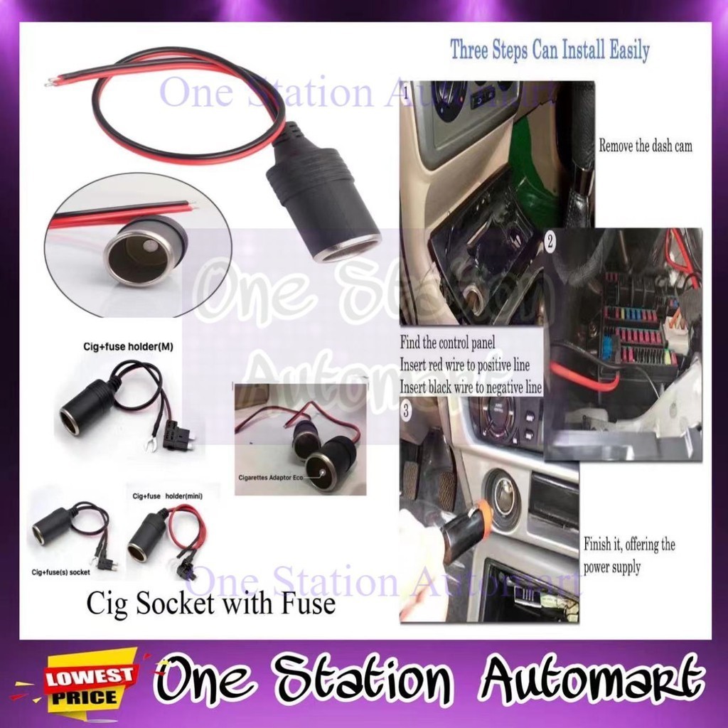 SOCKET LIGHTER Female 12V-24V Car Cigar Cigarette Lighter Socket Plug ...
