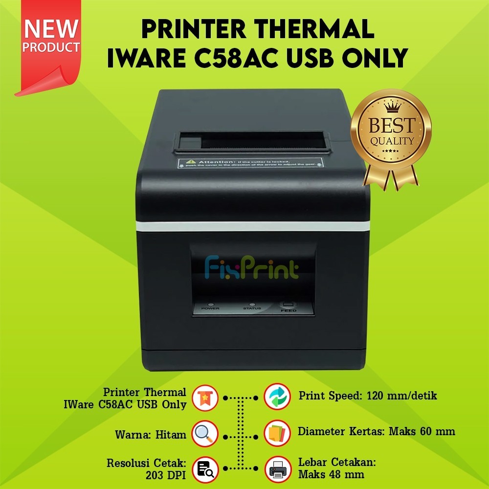 Thermal Cashier Printer C58AC 58mm IWare Auto Cutter Mini Cashier ...