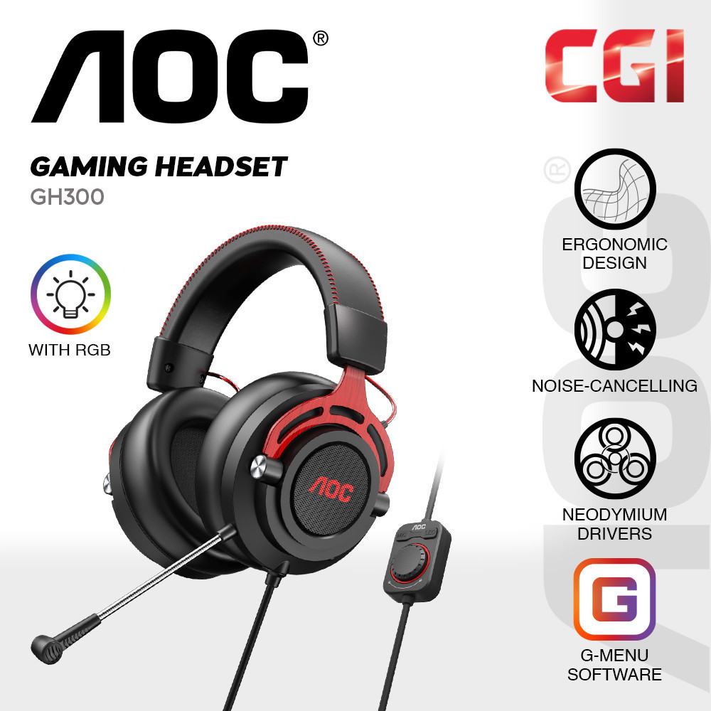 AOC GH300 Lightweight RGB Wired Gaming Headset | Shopee Malaysia