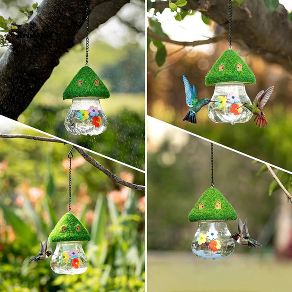 [New] Leakfree Bird Feeder Hanging Hummingbird Feeder Clear Mushroom