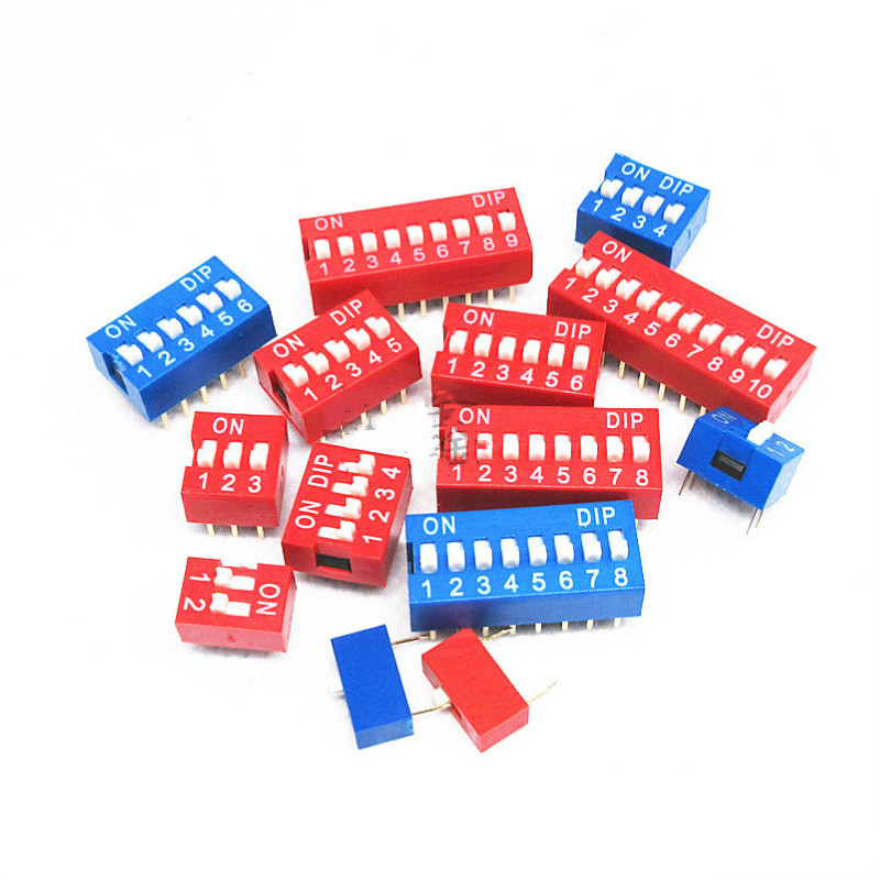 Red 2.54MM Dial Switch DS-1/2/3/4/5/6/7/8/9/10/12-Digit DIP In-Line ...