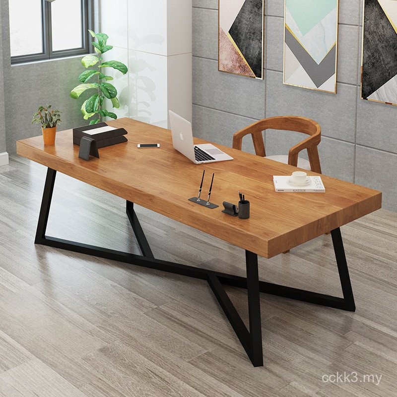 Nordic Solid Wood Desk Chair Furniture Household Study Iron Log ...