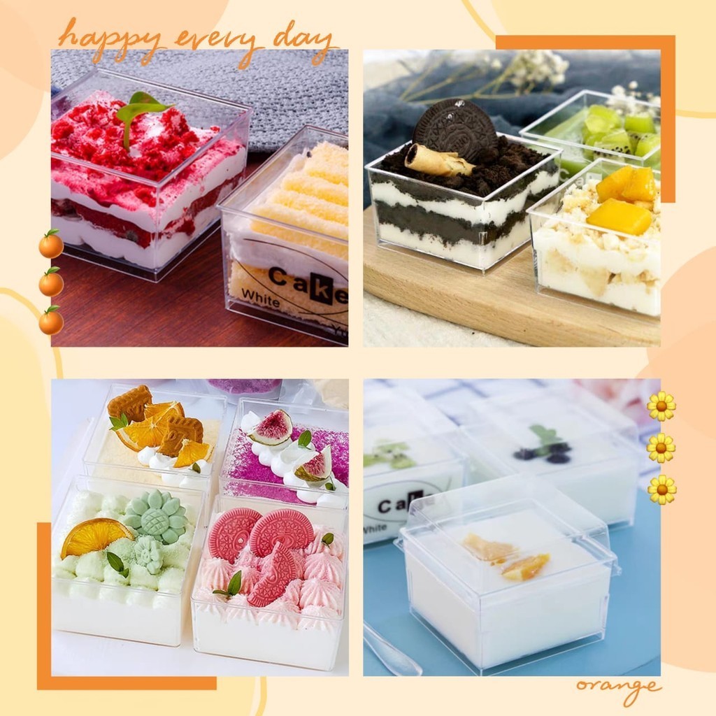 10PCS Jelly Mousse Tiramisu Square Pudding Icecream Cup Party Dessert ...