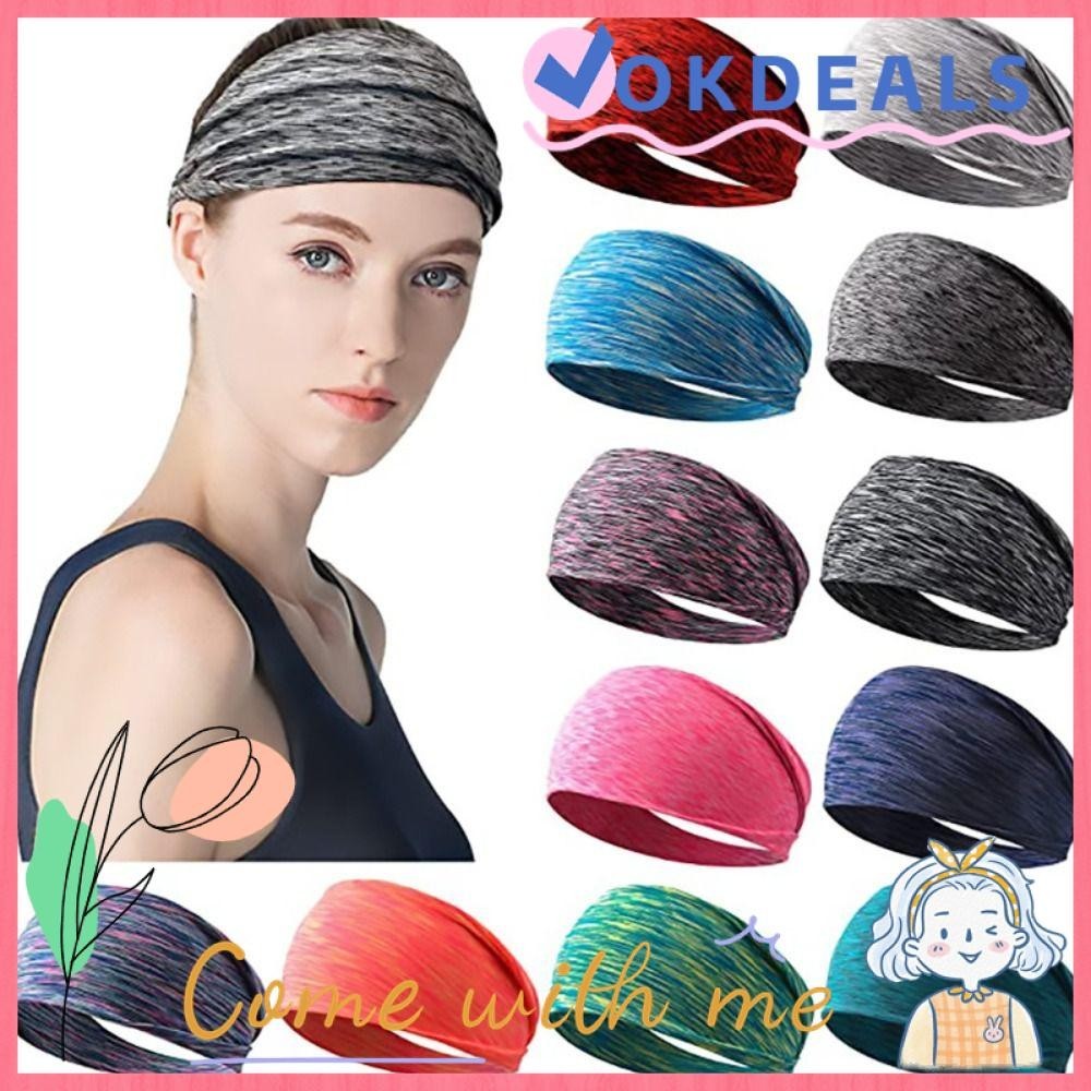 OKDSHOP Sports Headband, Men Women Color Elastic Hair Bandage ...